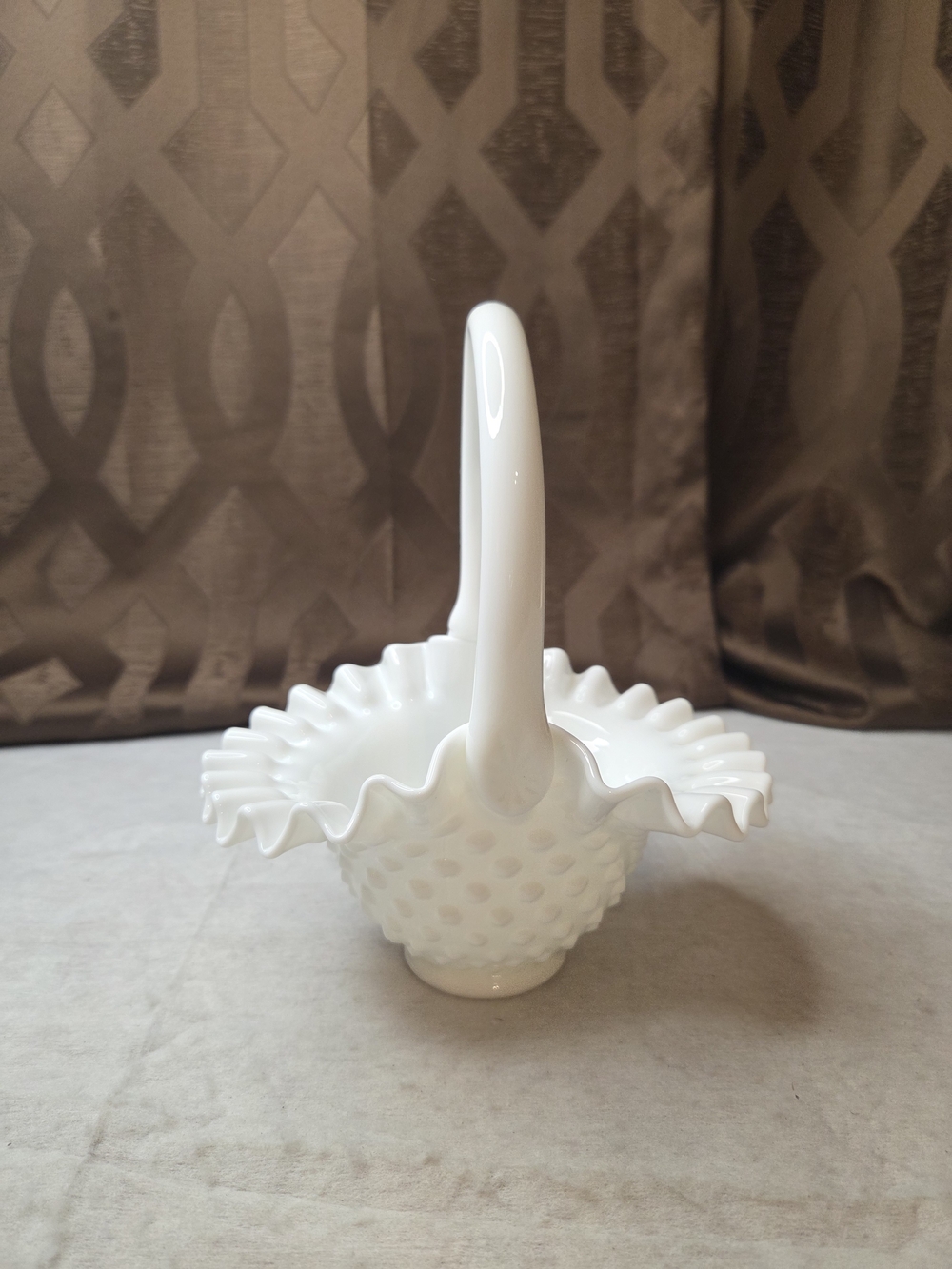 Fenton White Hobnail Milk Glass Basket